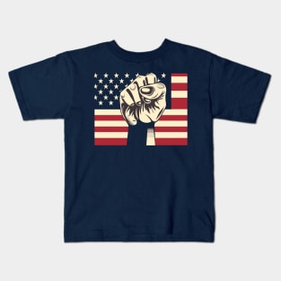 Black History US Flag Fist Kids T-Shirt